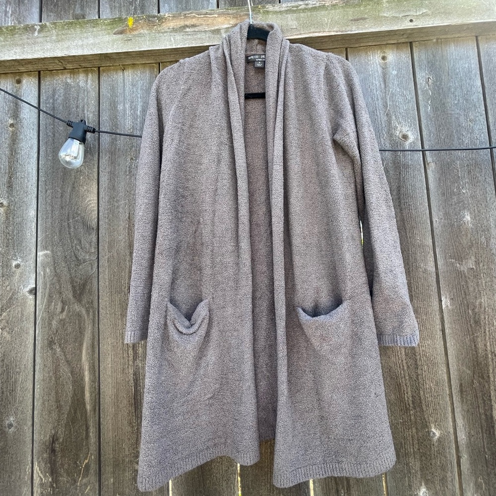 Barefoot Dreams Taupe Long Open-Front Cardigan Sweater
